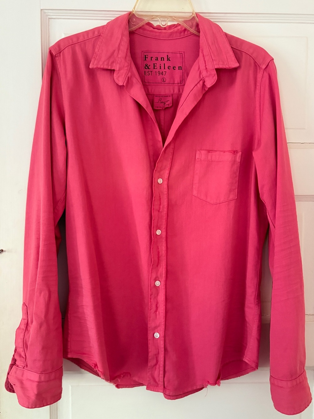 Frank & Eileen “Barry” Button-Down Cotton Shirt in Coral Pink sz Large EUC